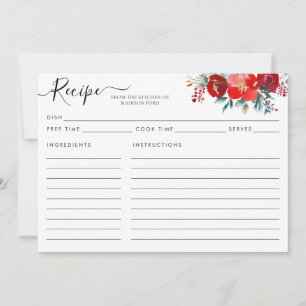 Modern Blommigt Burgundy Holly-jullekort