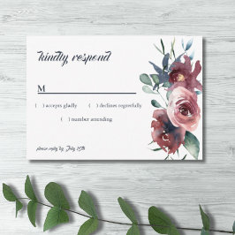 Modern Blommigt Burgundy Navy Peach  OSA Kort