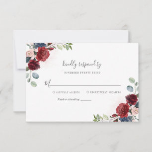 Modern Blommigt Burgundy Rustic Script-Möhippa OSA Kort