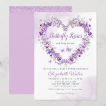 Modern Blommigt Butterfly Kisses Girl Baby Shower