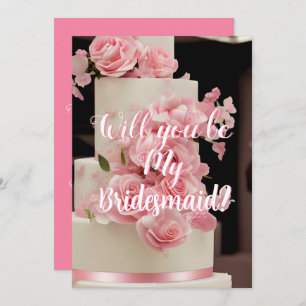 Modern Blommigt Cake Brides Maid-inbjudan Inbjudningar