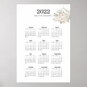 Modern, blommigt calender 2022 Poster
