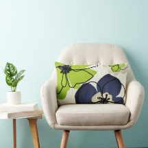 Modern Blommigt Chartreuse Navy Cream