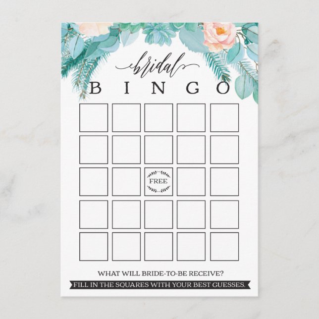 Modern Blommigt Chic Möhippa Bingo Tilläggskort (Framsida)
