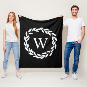 Modern Blommigt Chic Monogrammed  för lantbruk Fleecefilt