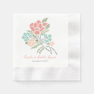 Modern Blommigt Coral Grönt Möhippa Pappersservett