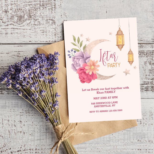 Modern Blommigt-crescent-inbjudan till ftar-parti Inbjudningar (Skapare uppladdad)