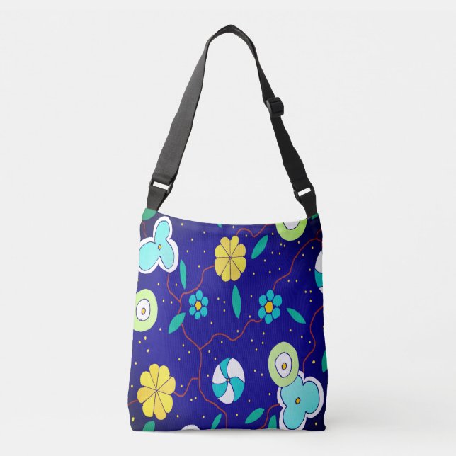 Modern Blommigt Crossbody Bag Axelväska (Framsida)