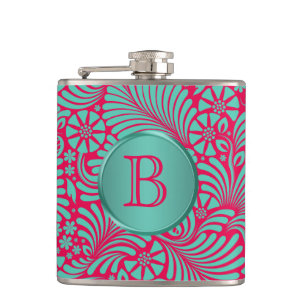 Modern Blommigt Damask Monogrammed Fickplunta