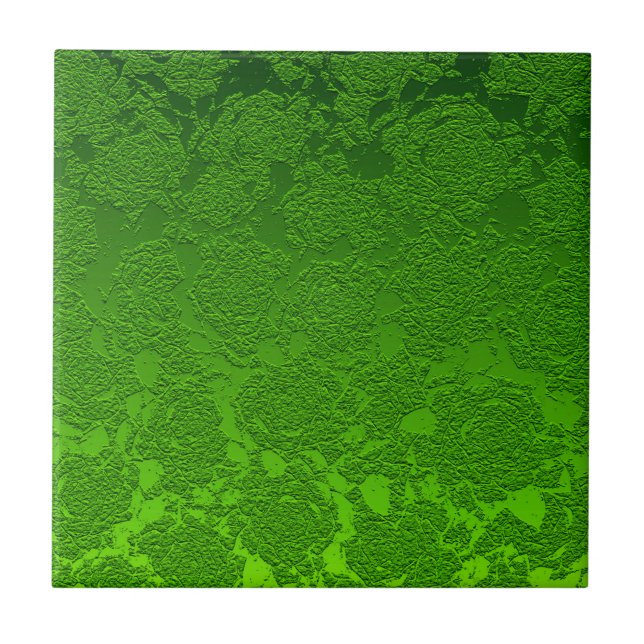 Modern Blommigt Decorative Grönt Girly Mönster Kakelplatta (Framsidan)