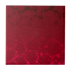 Modern Blommigt Decorative Red Girly Mönster Kakelplatta