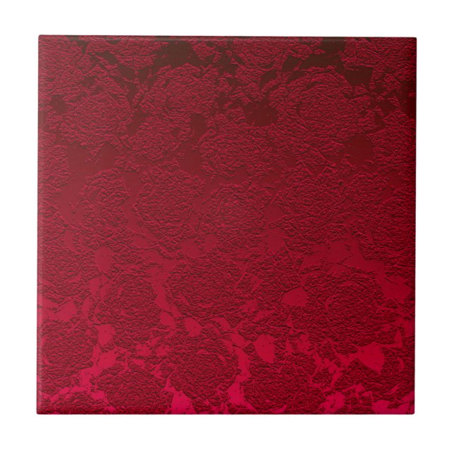 Modern Blommigt Decorative Red Girly Mönster Kakelplatta (Framsidan)