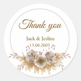 Modern blommigt-dekal för vintage för bröllop runt klistermärke