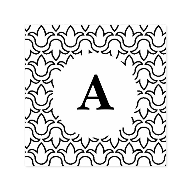 Modern blommigt dekorativ mönster runt ram självfärgande stämpel (Design)