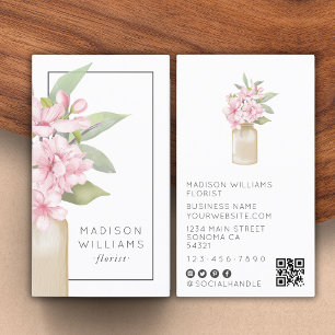 Modern Blommigt Design Florist QR-kod för modern E Visitkort