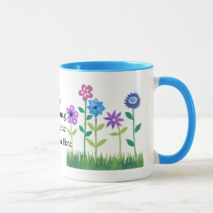 Modern Blommigt design för Rosa, Lila och blått Mugg