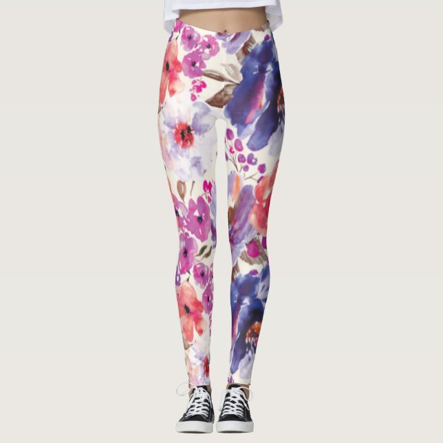Modern Blommigt Design Leggings (Framsida)