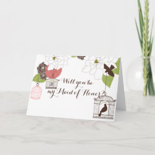 Modern Blommigt Design Magnolia Namn i Love birds Inbjudan