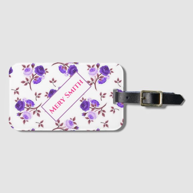 Modern Blommigt ditt namn Bagagebricka (Framsida horisontal)