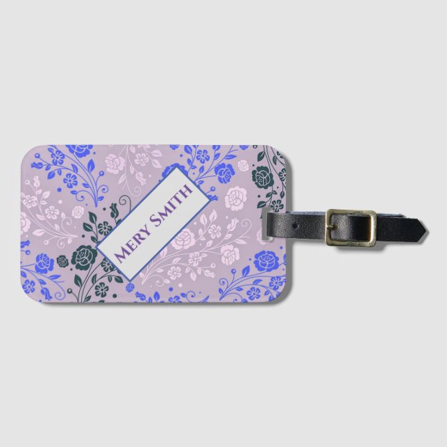 Modern Blommigt ditt namn Bagagebricka (Framsida horisontal)