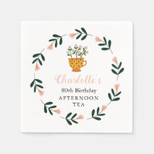 Modern Blommigt Eftermiddagstid Tea Birthday