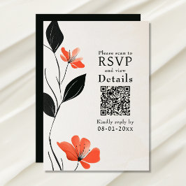 Modern Blommigt Elegance Bold Blooms QR Code Bröll OSA Kort