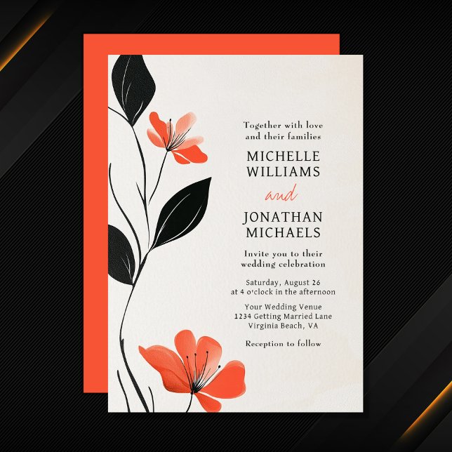 Modern Blommigt Elegance med fet Blooms Bröllop Inbjudningar (Modern Floral Elegance with Bold Blooms Wedding Invitation)