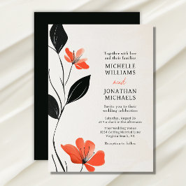 Modern Blommigt Elegance med fet Blooms Bröllop Inbjudningar