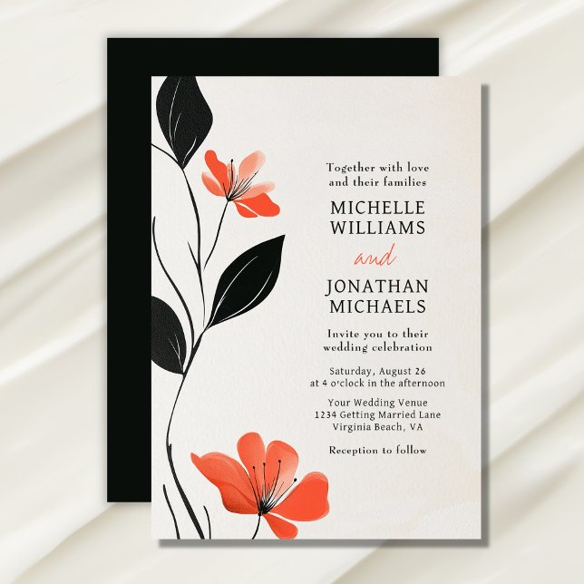 Modern Blommigt Elegance med fet Blooms Bröllop Inbjudningar (Modern Floral Elegance with Bold Blooms Wedding Invitation)