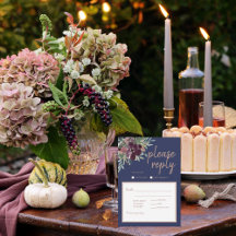 Modern Blommigt Elegance Navy Ro Guld Bröllop OSA