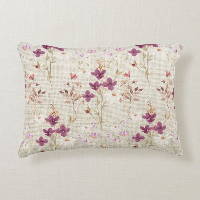 Modern Blommigt Elegance Prydnadskudde (Framsidan)