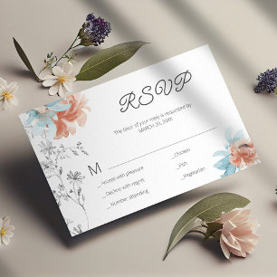 Modern blommigt elegant bröllop mini OSA kort