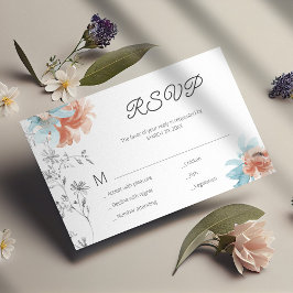 Modern blommigt elegant bröllop mini OSA kort