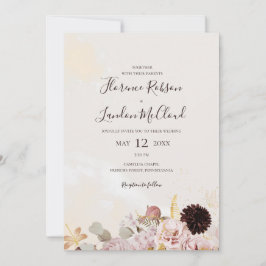 Modern Blommigt | Enkel Avslappnad Marble Bröllop Inbjudningar