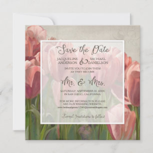 Modern Blommigt Enkel Elegant Rosa Tulip Förlovnin Inbjudningar