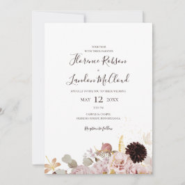 Modern Blommigt | Enkelt i Bröllop Inbjudningar