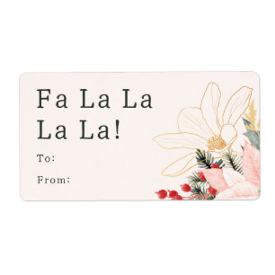 Modern Blommigt Fa La La La La! Rektangulär presen Fraktsedel
