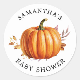 Modern Blommigt Fall Baby Shower Bokar för Baby Runt Klistermärke