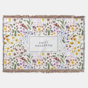 Modern blommigt - färglös första marinblått tre filt