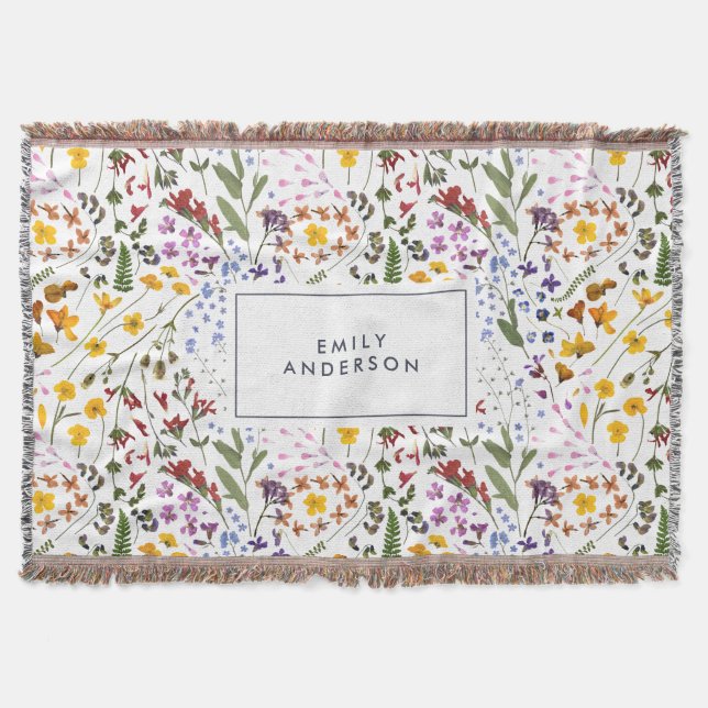 Modern blommigt - färglös första marinblått tre filt (Framsidan)