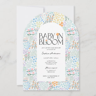 Modern Blommigt färglöst Baby i babyskor i blomman Inbjudningar
