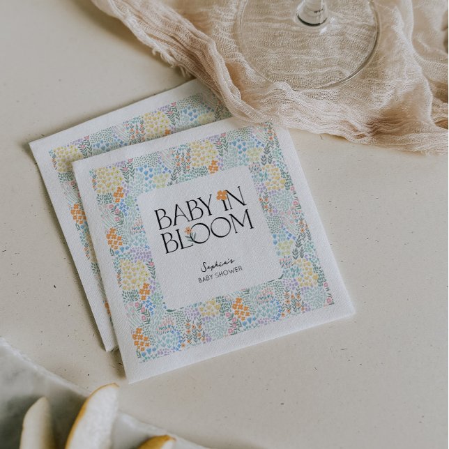 Modern Blommigt färglöst Baby i babyskor i blomman Pappersservett (Skapare uppladdad)