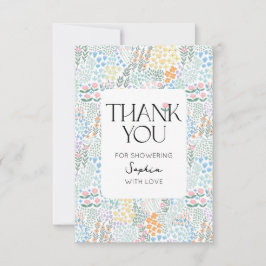 Modern Blommigt färglöst Baby i babyskor i blomman Tack Kort