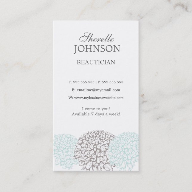 Modern Blommigt Flowers Neutralt Beautician Cards Visitkort (Framsida)