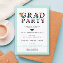 Modern Blommigt Font Grad Party