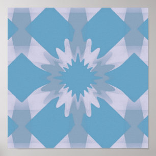 Modern Blommigt för grått- och Blue Mid Century Poster