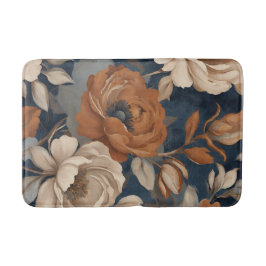 Modern Blommigt för marint blått rost Orange Badrumsmatta