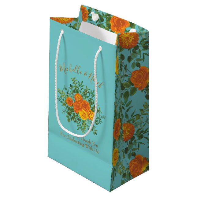 Modern Blommigt för orange och vattenbruk i Bröllo (Framsidan Vinklad)