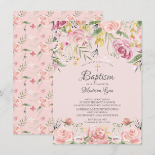 Modern Blommigt för Rosa i vattenfärg Inbjudningar