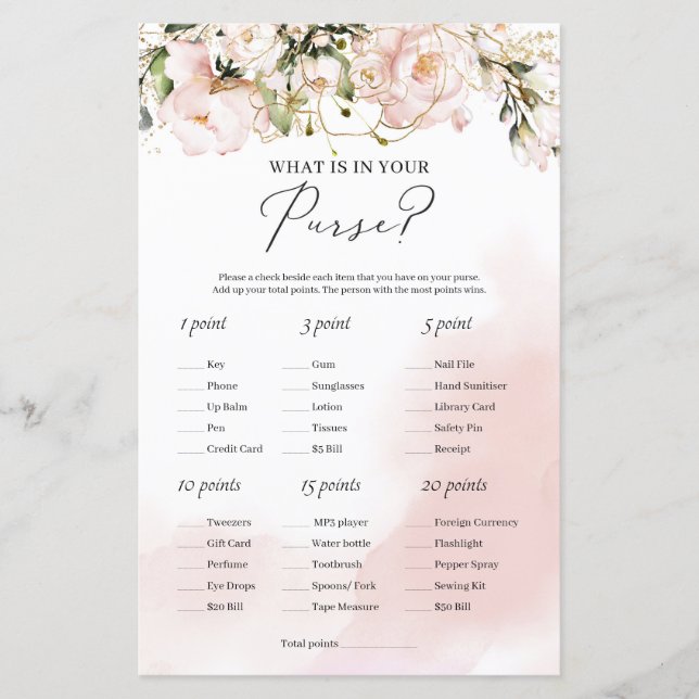 Modern blommigt för  rosa vad som finns i din plån (Framsida)